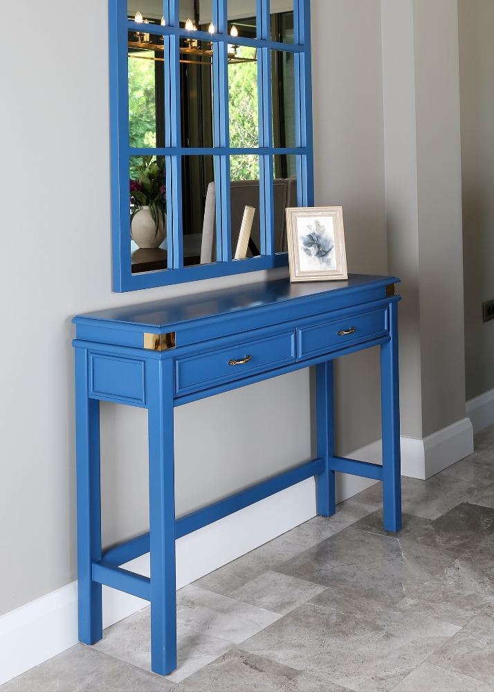 Double Drawer Wooden Dresser in Blue