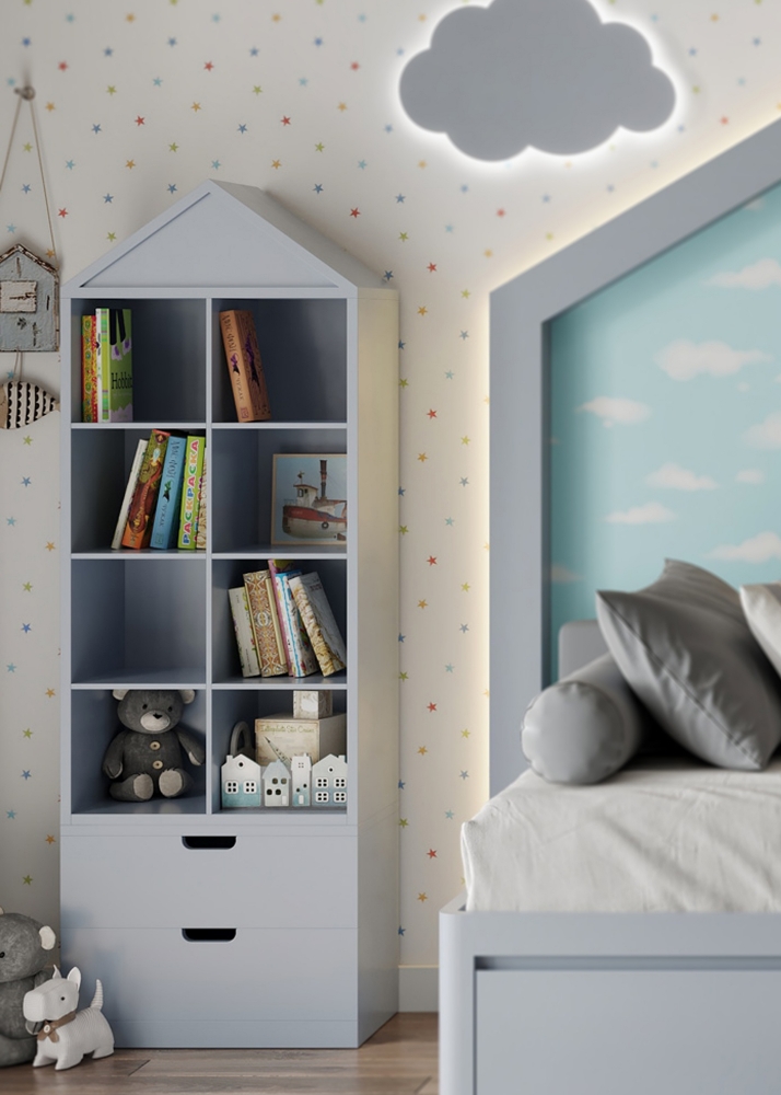 Blue 4-Tier Kids Room Bookshelf