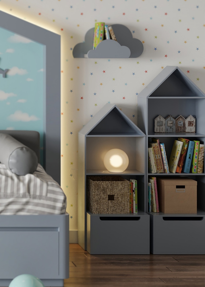 Kids Room Bookshelf with Drawer- 3 Storeys
