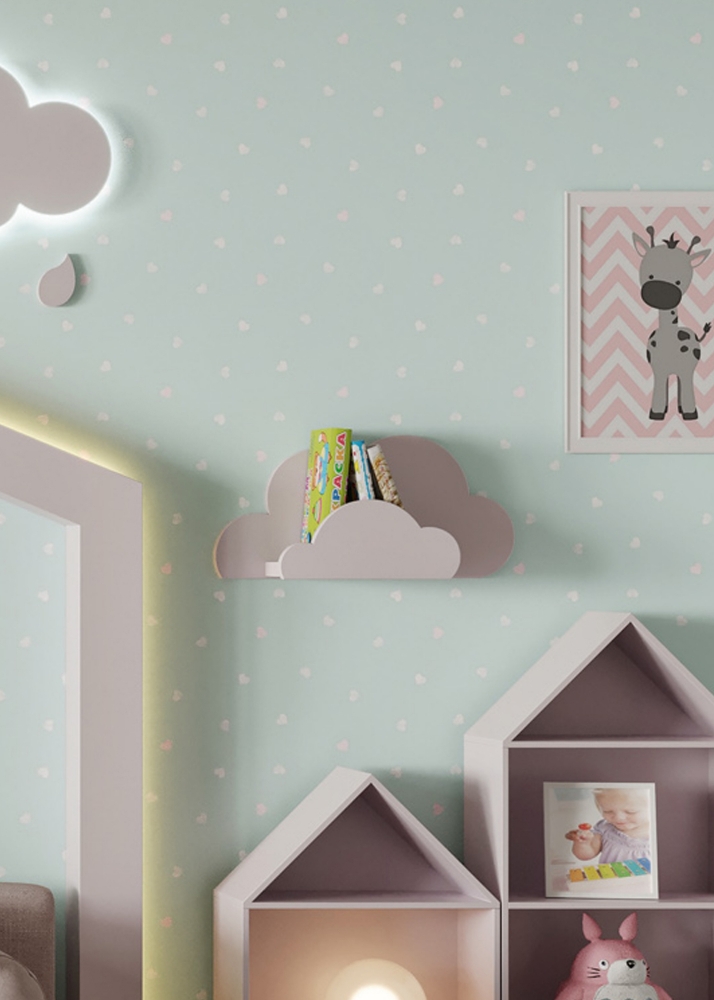 Kids Room Cloud Shelf – Soft Pink