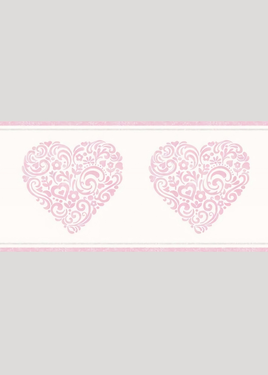 Rhythmic Soft Pink Heart Wallpaper Border