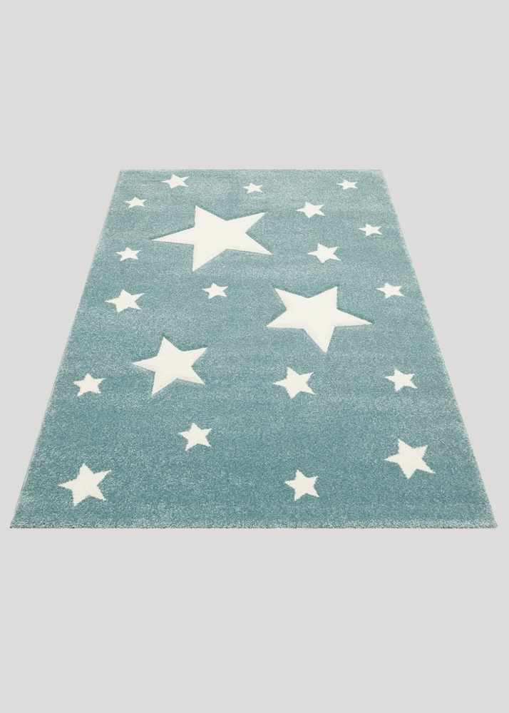 Green and White Cloudy Sky Soft Carpet for Kids Room