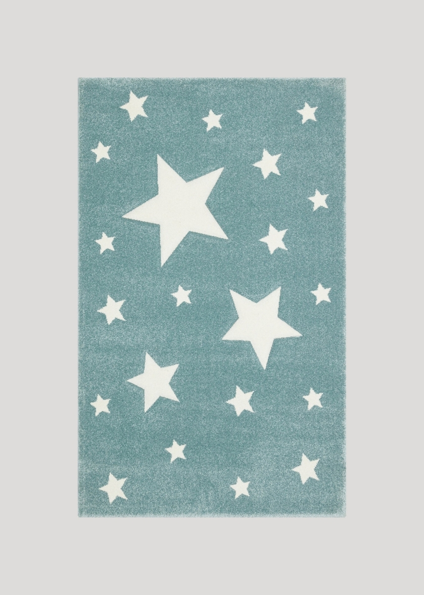 Light green and White Star Patterned Soft Carpet for Kids Room