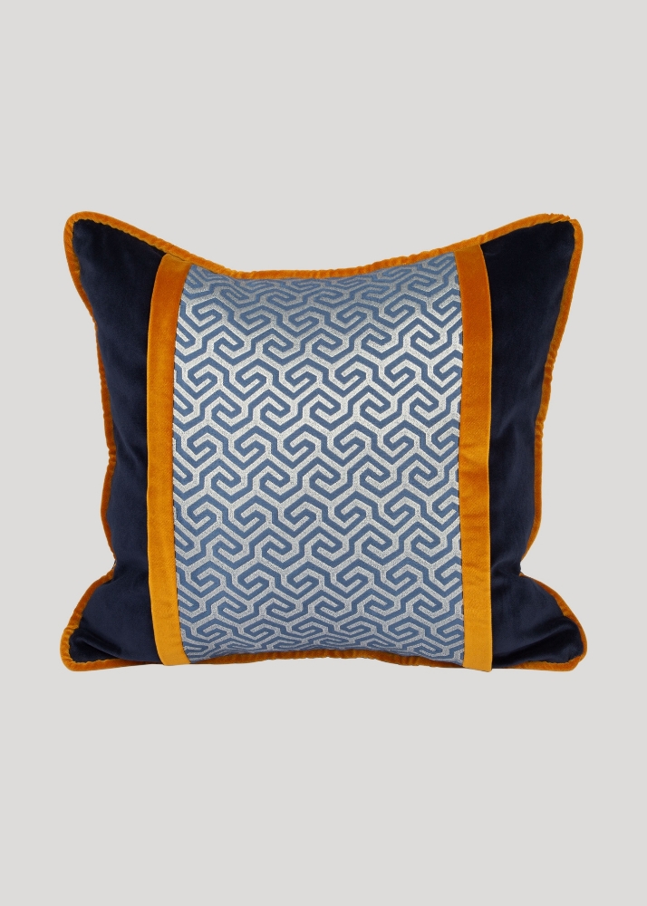 Decorative Blue and Dark Yellow Cushion