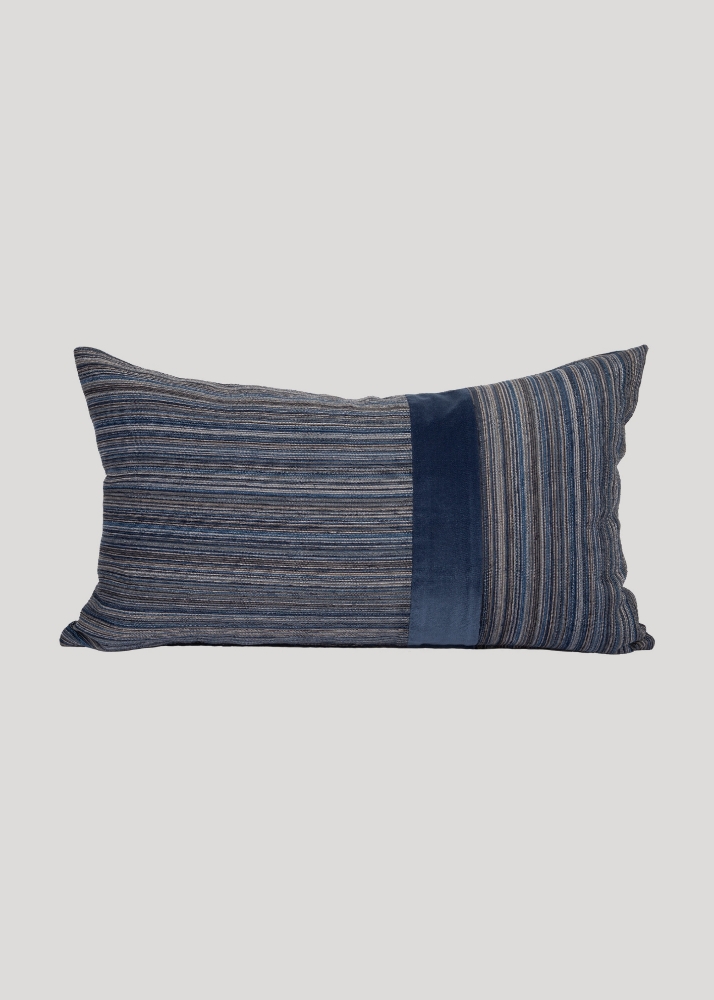 Patterned Rectangle Blue Cushion