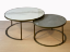 White and Grey Porcelain Top Antique Brass Coffee Table Set 