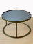 Antique Brass Framed Smoked Grey Mirror Top Small Coffee Table